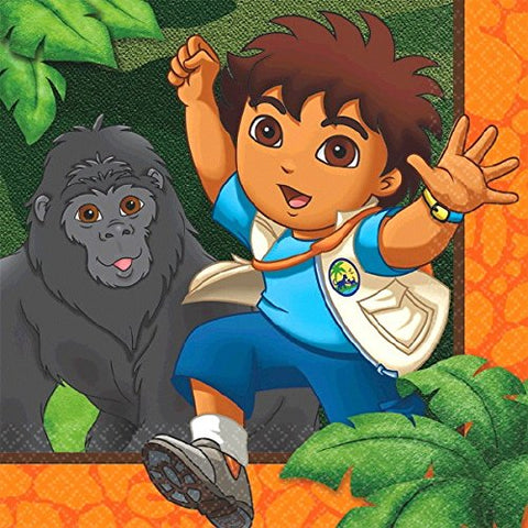 amscan Diego's Biggest Rescue Beverage Napkins, Party Favor,Multi Color,5" x 5"
