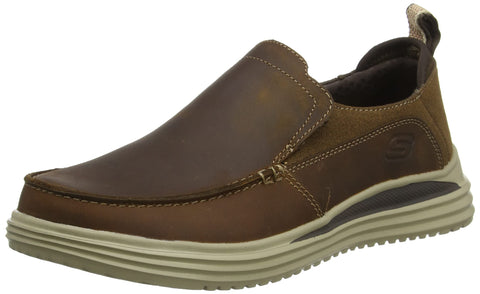 Skechers Men's Proven RELANDER Sneaker, Dark Brown Leather, 10