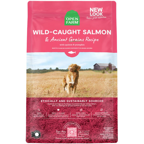 Open Farm Ancient Grains Dry Dog Food, Humanely Raised Meat Recipe with Wholesome Grains and No Artificial Flavors or Preservatives (Wild Salmon Ancient Grain, 22 Pound (Pack of 1))