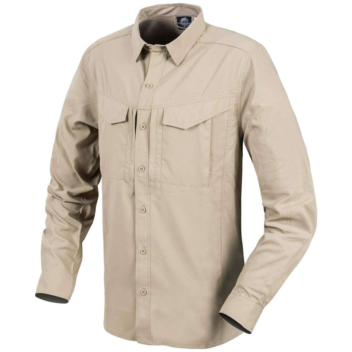 Helikon-Tex Defender Mk2 Tropical Weather Men Button Down Long Sleeve Shirt - UPF30 Sun Protection - Silver Mink, Small - Casual Outdoor, Fishing, Hiking, Tactical Shirt