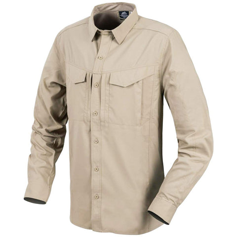 Helikon-Tex Defender Mk2 Tropical Weather Men Button Down Long Sleeve Shirt - UPF30 Sun Protection - Silver Mink, Small - Casual Outdoor, Fishing, Hiking, Tactical Shirt