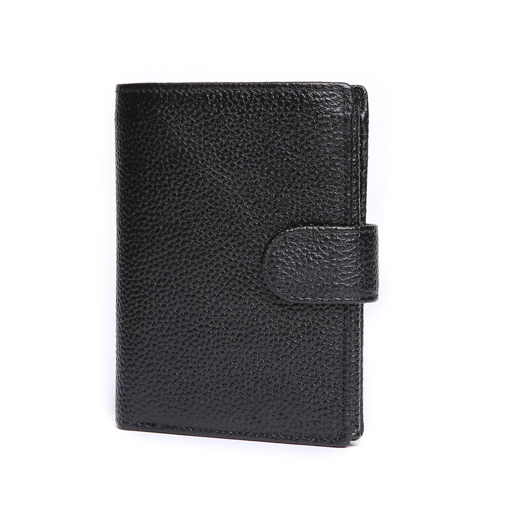 WULOUJIE Travel Leather Wallet For Men, Large Capacity Wallet, Bifold Wallets Can Be Hold Many Credit Card Father's Day Gift (BLACK)
