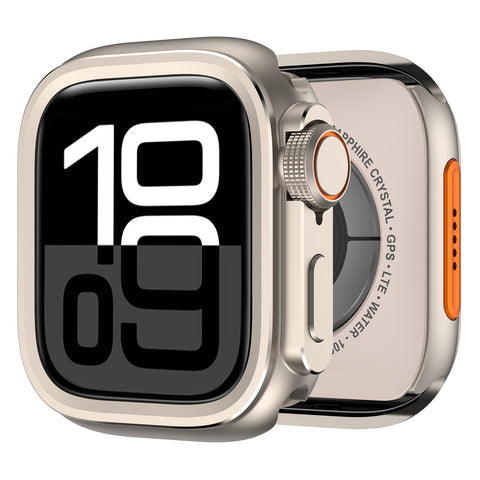 VeveXiao Designer Rugged Metal Case Compatible with Apple Watch Series 10 (2024) 46mm Protector Change to Ultra 2/1, Metal Case Bumper Protective Cover for iWatch Series 10 46mm (Titanium, 46mm)