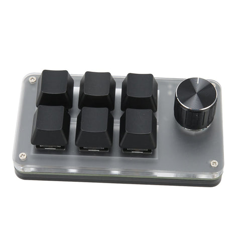 Mini Keypad, 6 Key One Handed Keypad DIY Programmable with Knob RGB Light for PC