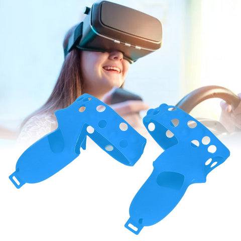 Touch Controller Grip Cover for 2 Anti-Throw Handle Silicone Protective Sleeve with Adjustable Wrist Knuckle Strap(Blue)