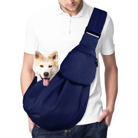 Lukovee Pet Sling, Hand Free Dog Sling Carrier Adjustable Padded Strap Tote Bag, Shoulder Bag with Safety Belt & Front Pocket for Small Dog Cat Puppy (DBL,L)