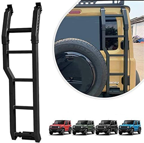 Archaic Tailgate Ladder for Suzuki Jimny Sierra JB64 JB74 2019-2024, Tail Ladder Cross Country Ladder for Jimny,Integrated Rear Step Ladder,Black