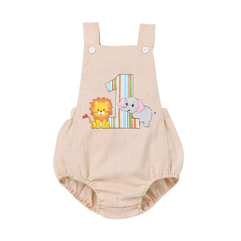 Cake Smash Outfit Boy: 1st Birthday Outfit Baby Circus Outfit One Year Old Girl Boho Bubble Romper Toddler Carnival?First Birthday Photoshoot Overalls Linen Summer Clothes Khaki Stripes 1 12-18 Months
