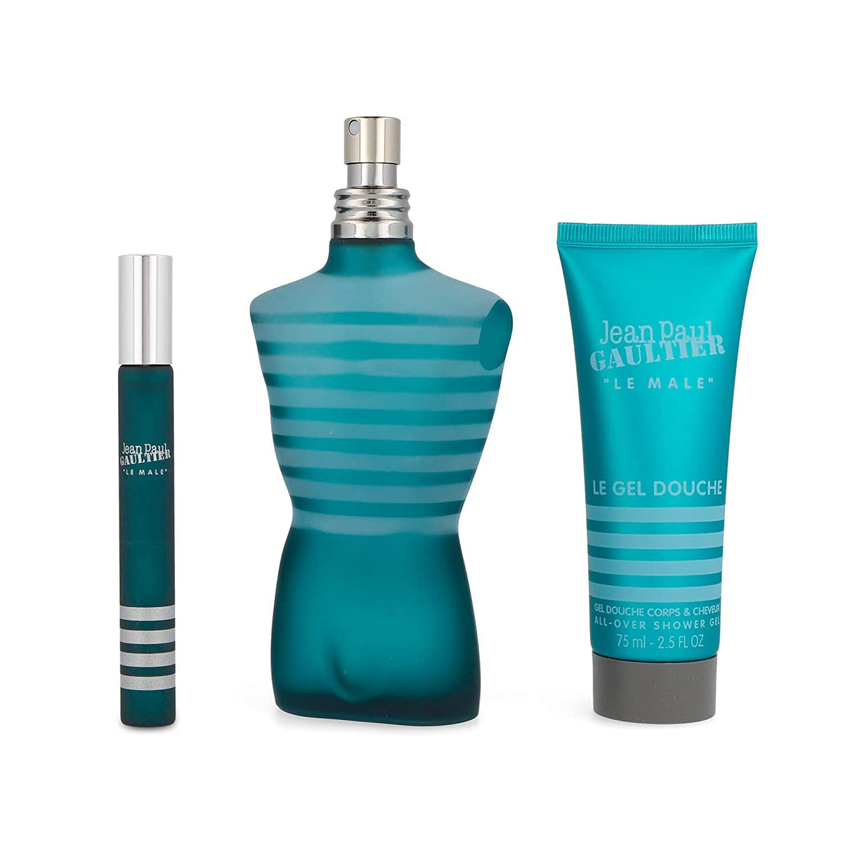 Jean Paul Gaultier Le Male for Men 3-Piece Gift Set (4.2 Oz Eau De Toilette Spray + 2.5 Oz All Over Shower Gel + 0.33 Oz travel Spray)