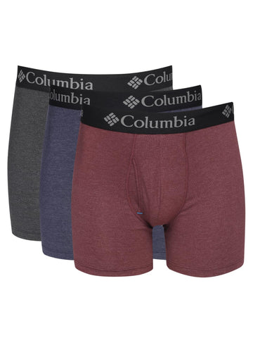 Columbia Men's 3 Pack Tri Blend Boxer Brief, Red/Charcoal/Navy, Small