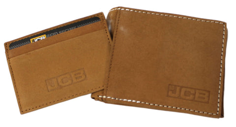 JCB - Mens Genuine Leather Wallet | Bi Fold Wallets Removable Card Holder Gift Box (Black Box, Tan)