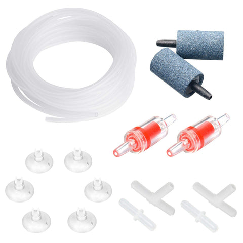 Uniclife Aquarium 4m Airline Tubing Standard Air Pump Accessories Set with Air Stone Cylinders Connectors Suction Cups and Check Valves for Fish Tank Aeration Setup