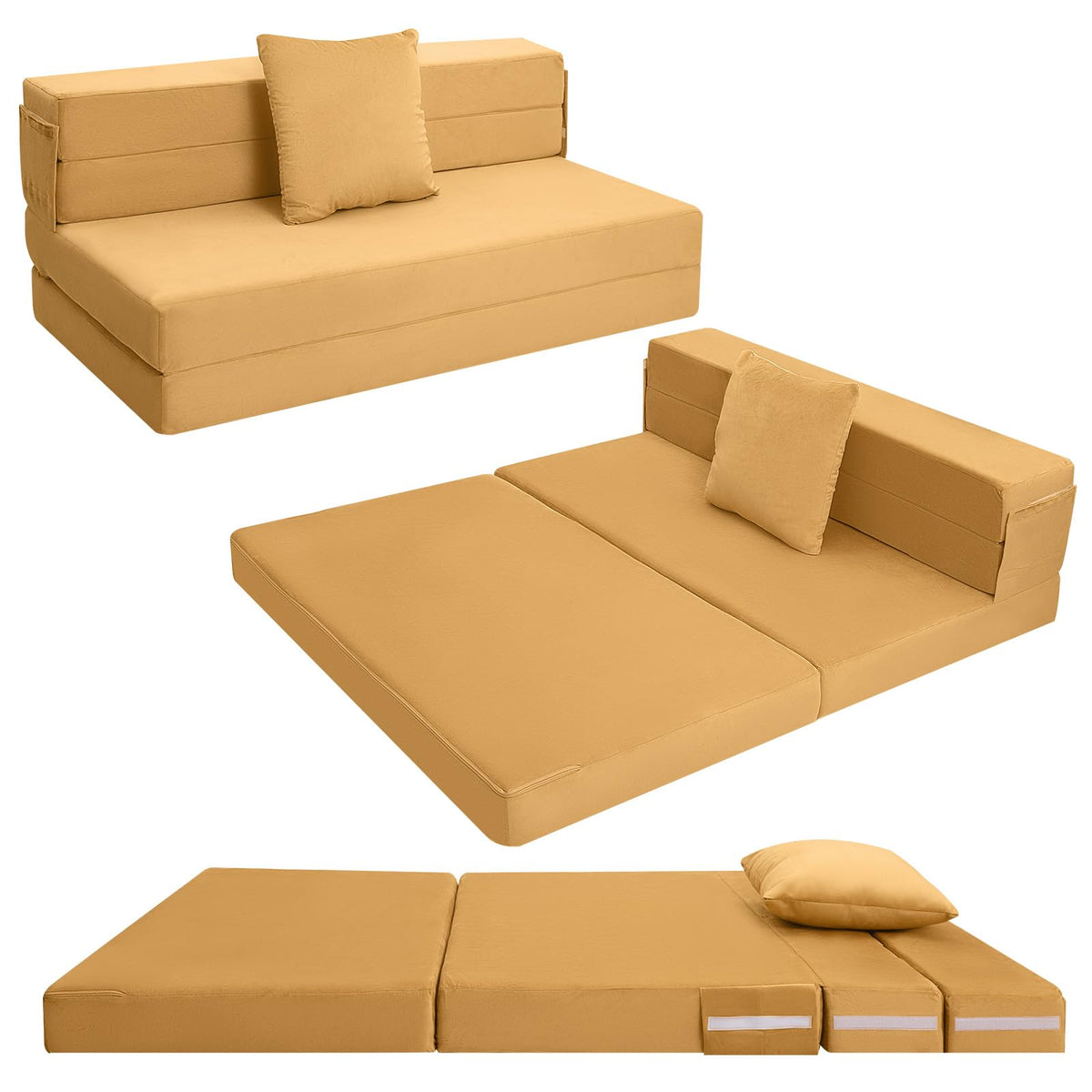 MeMoreCool Folding Mattress Double, High Density Foam Fold Out Sofa Chair Z Bed, Foldable Floor Futon Mattress, Floor Guest Sofa Bed Folding Couch for Sleeping, Travel, 13cm thick