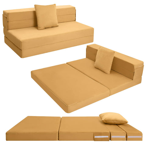 MeMoreCool Folding Mattress Double, High Density Foam Fold Out Sofa Chair Z Bed, Foldable Floor Futon Mattress, Floor Guest Sofa Bed Folding Couch for Sleeping, Travel, 13cm thick