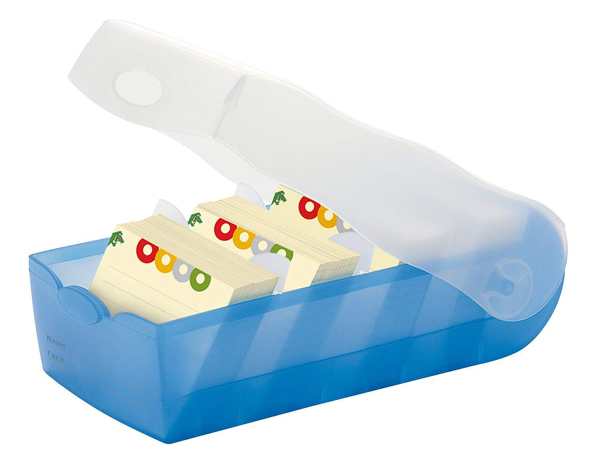 HAN 998-643, CROCO Flashcard Index Box. For learning vocabulary in an ingeniously simple way, A8, translucent blue
