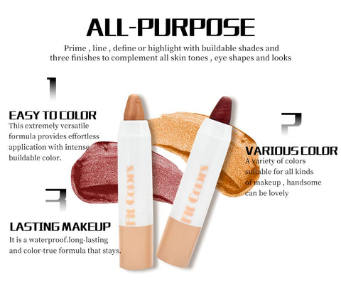Easilydays Smoky Cream Eyeshadow Pencil, Shimmer Metallic Shimmer Multi-Dimensional Finish for Bold Eye Looks, 3 In 1 High Gloss & Glitter Sleeping Silkworm, Crayon Eyeshadow, Long Lasting No Smudging Pearlescent (#07)
