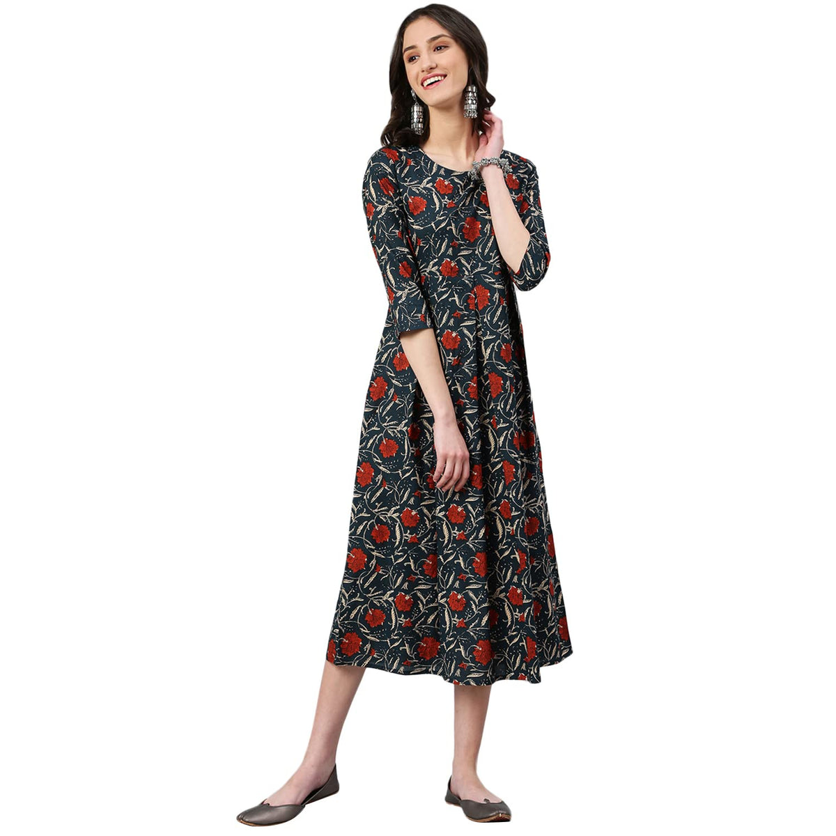 Idalia Women's Foral Printed Dress X-Small Navy Blue