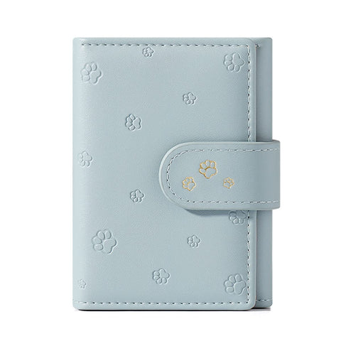 Small Wallet for Girls Kids Womens Cute Short Purse Little Slim Cash Pocket & Card Holder & Coin Purse Footprint Editon (Blue)