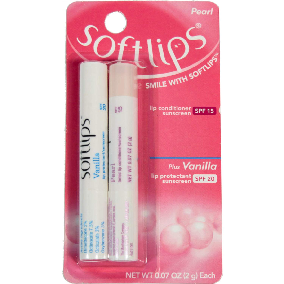 Softlips Pearl Tint SPF 15 & Vanilla SPF 20, Value Pack, 1 ea - 2pc