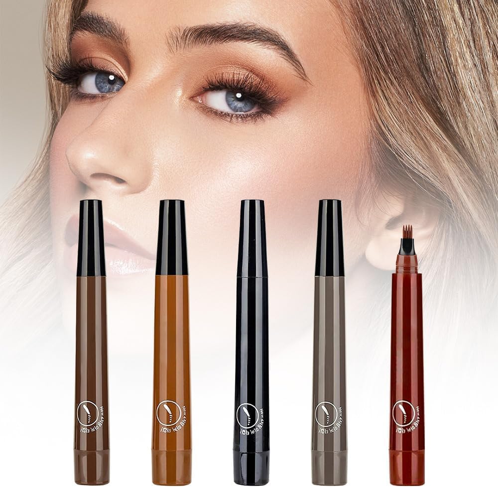 Generic Magic Eyebrow Pencil, 3D Waterproof Microblading Eyebrow Pencil Contouring Pen, 4 Tipped Precise Brow Pen, Fine Stroke Microblading Eyebrow Pencil Natural (N1-5 Color)