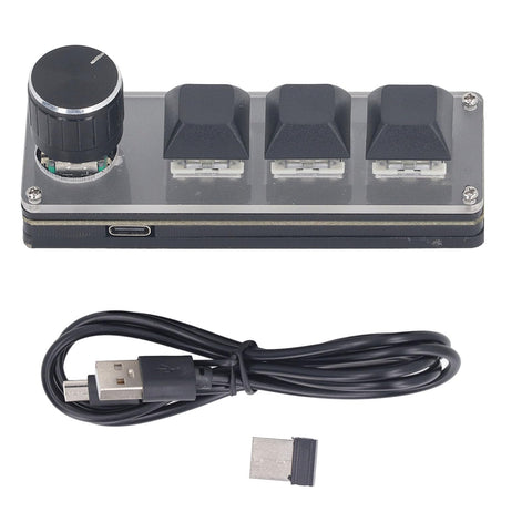 Walfront 3 Key USB Wired 2.4G Hot Swappable Programmable Gaming Keypad with Customisable Knob RGB LED Backlit for Gaming OSU Office Work