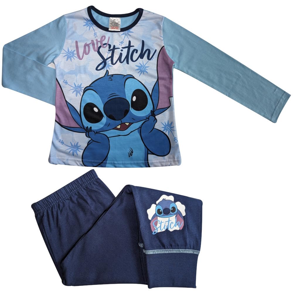 Disney Girls Lilo and Stitch Pyjamas - Long Sleeved - 7-8 Years Blue