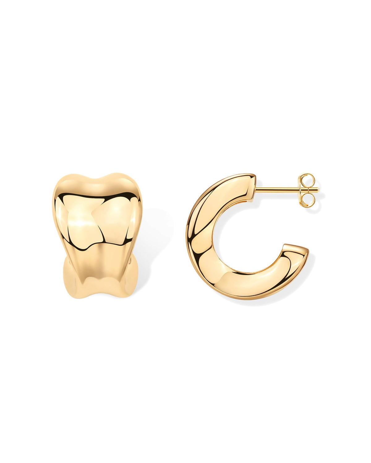 PAVOI 14K Yellow Gold Plated Sterling Silver Post Chunky Statement Hoop Earrings | Thick Lightweight Hoop Earrings for Women