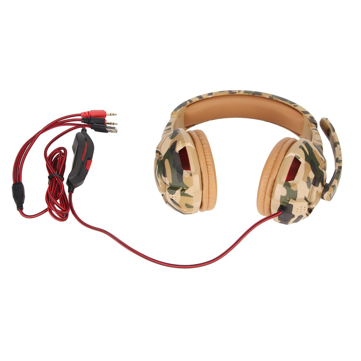 Gaming Headset, Comfortable Gaming Over Ear Headset Dual 3.5mm Volume Adjustable Lightable Noise Reduction for Laptop