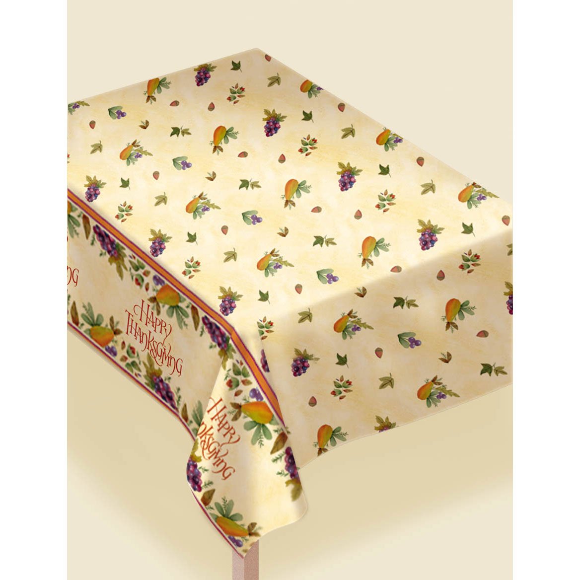 Amscan Autumn Harvest Thanksgiving Medley Flannel-Backed Table Cover Party Tableware, Vinyl, 52" X 90" Party Supplies