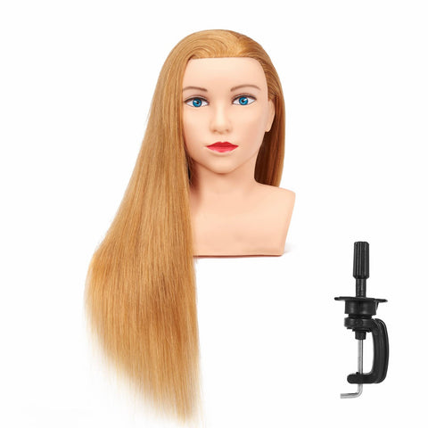 Hairingrid Mannequin Head 28"-30"100% Human Hair Hairdresser Cosmetology Mannequin Manikin Training Head Hair and Free Clamp Holder (R71619W2724)