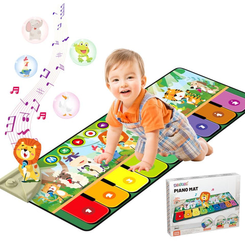 Rodzon Toys for +3 Years Old Boys Girls, Musical Play Mat with 9 Piano Keyboard, Piano Dance Mat Built in 19 Sounds & Recording Function for Toddlers Infant Kids Birthday Gifts Present Early Education