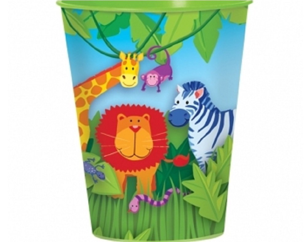 Amscan Wild Jungle Animals Themed Party Plastic Cups Tableware, 16 oz, Multi Color