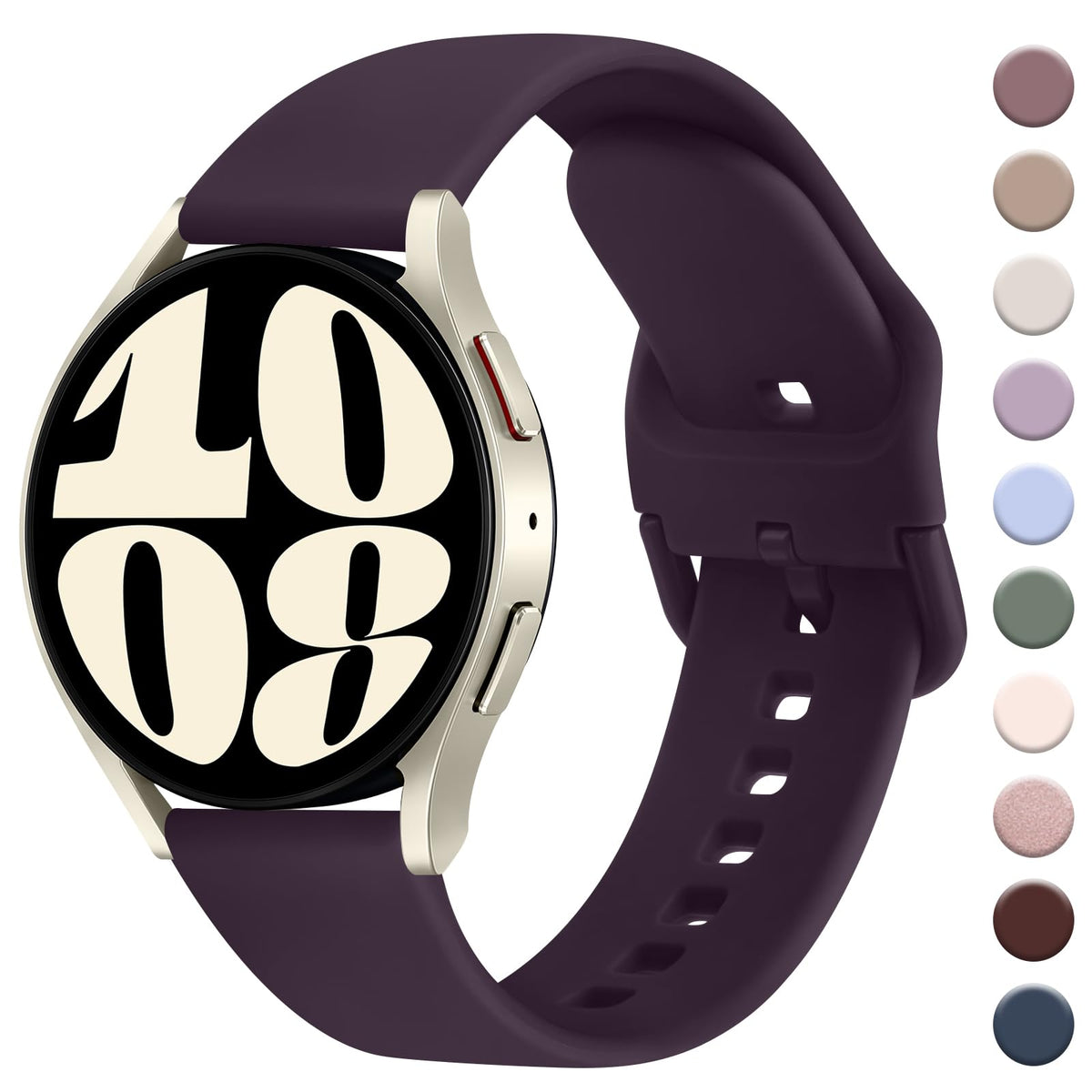 AK for Samsung Galaxy Watch 6 Band 40mm 44mm / Galaxy Watch 6 Classic Bands 43mm 47mm, 20mm Soft Sport Band Adjustable Replacement Strap for Galaxy Watch 6 Band Women Men (Dark Purple)