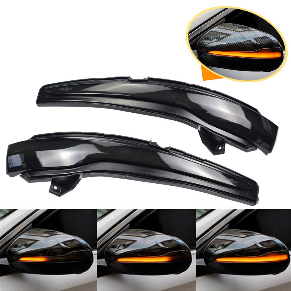 Hacreyatu Sequential Amber LED Side Mirror Marker Turn Signal Light Lamp For Mercedes Benz C E S GLC Class W205 X253 W213 W222 (Yellow)