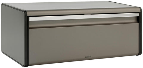 Brabantia Rectangular Fall Front Bread Bin (Platinum) Large Front Opening Flat Top Bread Box, Fits 2 Loaves