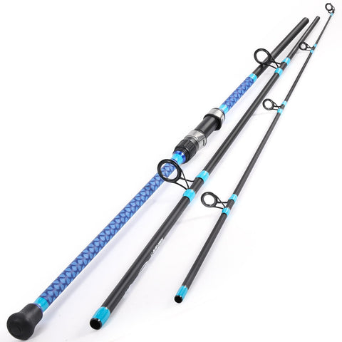 Sougayilang Surf Rod Carbon Fiber 3-sections Surf Spinning Fishing Rod Saltwater Travel Carp Fishing Rod (2.7/3.0/3.3/3.6M)-LL3.0