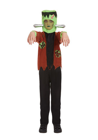 HENBRANDT Children’s Scary Monster with Neck Bolts Fancy Dress Costume Mad Scientist’s Creature Gothic Horror Kids Monster Size Small Ages 4-6 Halloween Fancy Dress for Boys