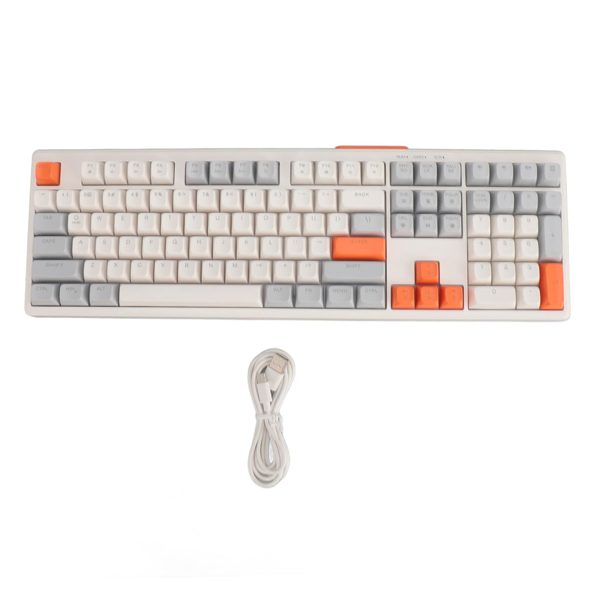 ciciglow Mechanical Gaming Keyboard, RGB Backlit, 26 Keys Anti Ghosting for Computer Gaming, Office, Home Use (Grey White Orange)
