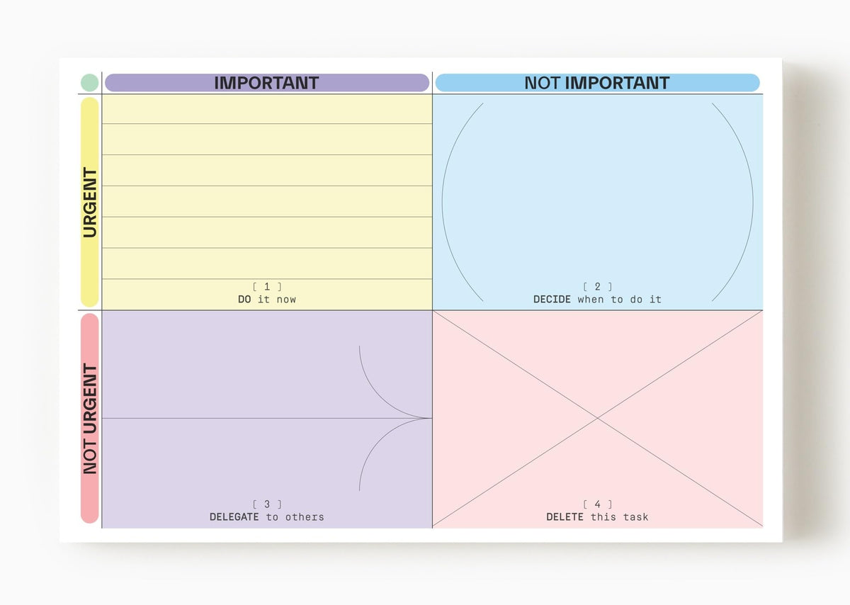 Eisenhower Matrix Sticky Notes, 50 Pages, 6x9" | Designed by Aesthetic Goods | Printed on Thick Paper | Daily Task & Productivity Planner for Time Management | to Do List Organizer