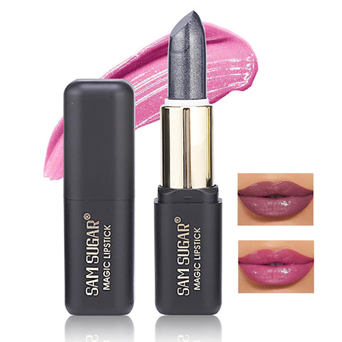 Easilydays Blue Shimmer Lipstick, Blue Rose Ph Color Changing Magic Lip Balm, Long Lasting Waterproof 24-hour Labiales Matte Tinted Lip Balm Moisturizing Lips, Changed into Pink Lipstick (02#)