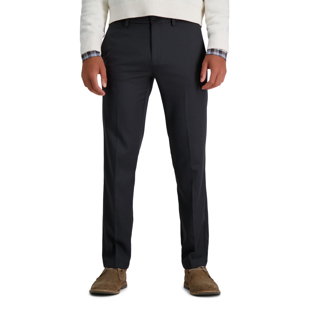 Haggar mens Cool 18 Pro Straight Fit Flat Front Pants, Dark Heather Grey, 32W x 32L US