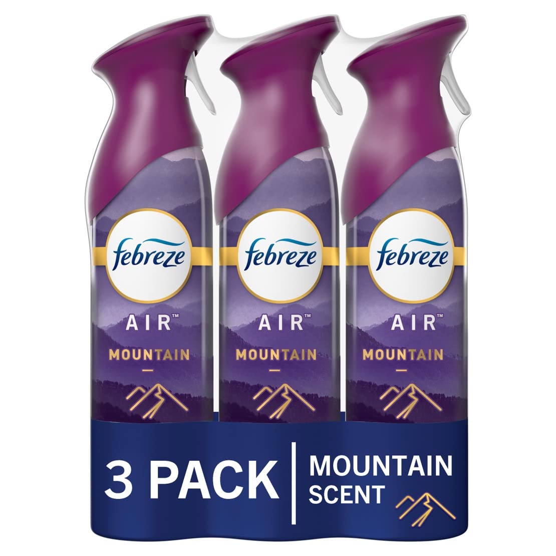 Febreze Air Fresheners, Room Spray Air Freshener, Bathroom Spray, Mountain Scent Air Effects, 8.8 oz. Can, Pack of 3