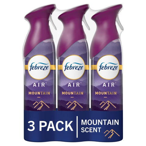 Febreze Air Fresheners, Room Spray Air Freshener, Bathroom Spray, Mountain Scent Air Effects, 8.8 oz. Can, Pack of 3
