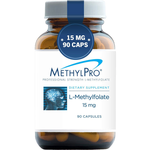 MethylPro 15mg L-Methylfolate - Professional Strength Active Methyl Folate Supplement for Brain Support, Balanced Mood + Immune Health - Gluten-Free with No Fillers (90 Capsules)