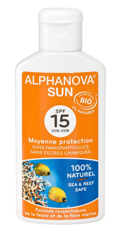 Alphanova Sun, Organic Sunscreen With SPF 15, For Face and Body Immediate Protection, Waterproof, 125 ml