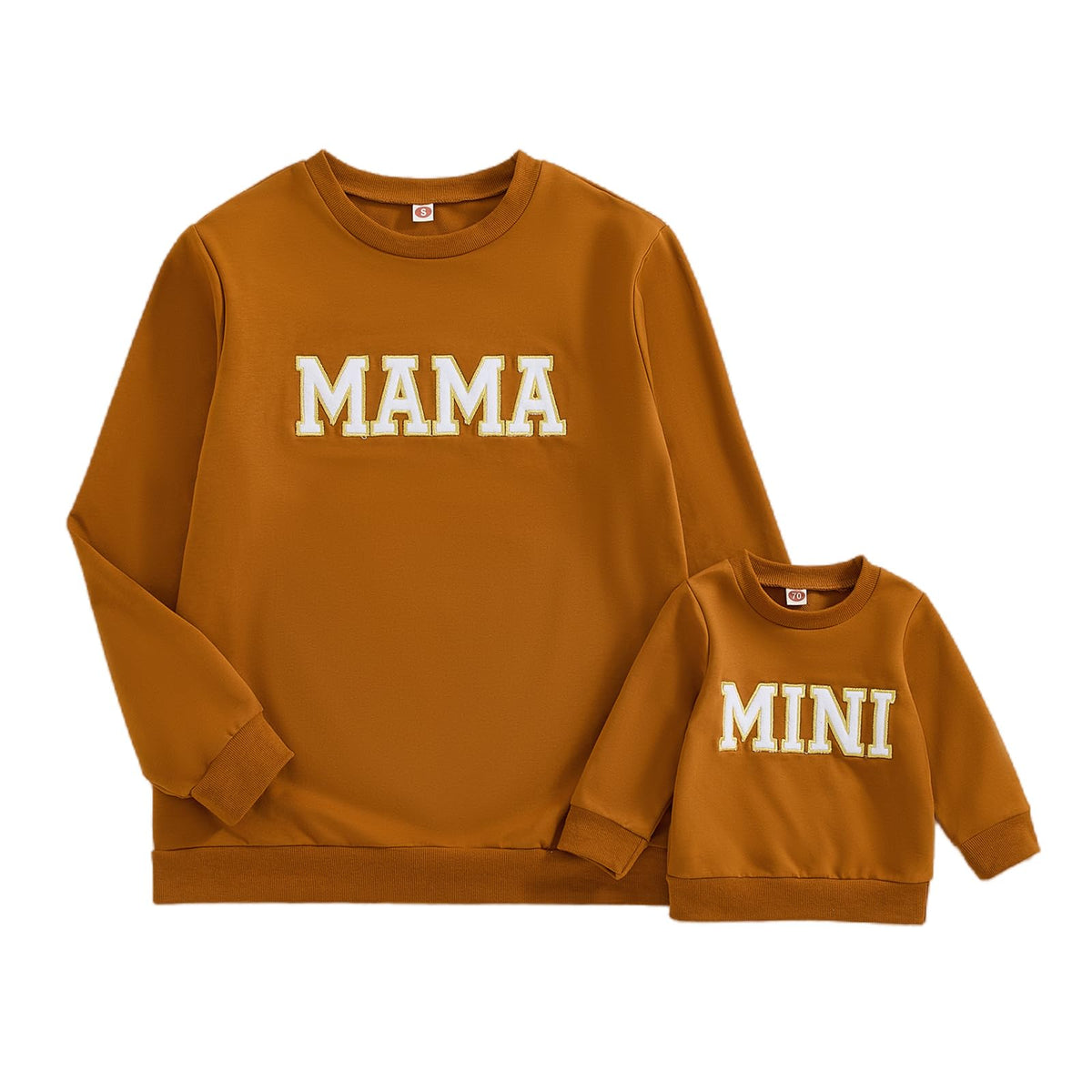 Mommy and Me Matching Outfits Mama and Mini Long Sleeve Crewneck Sweatshirt Halloween Mother Baby Matching Clothes(Baby,Brown,6-12 Months)