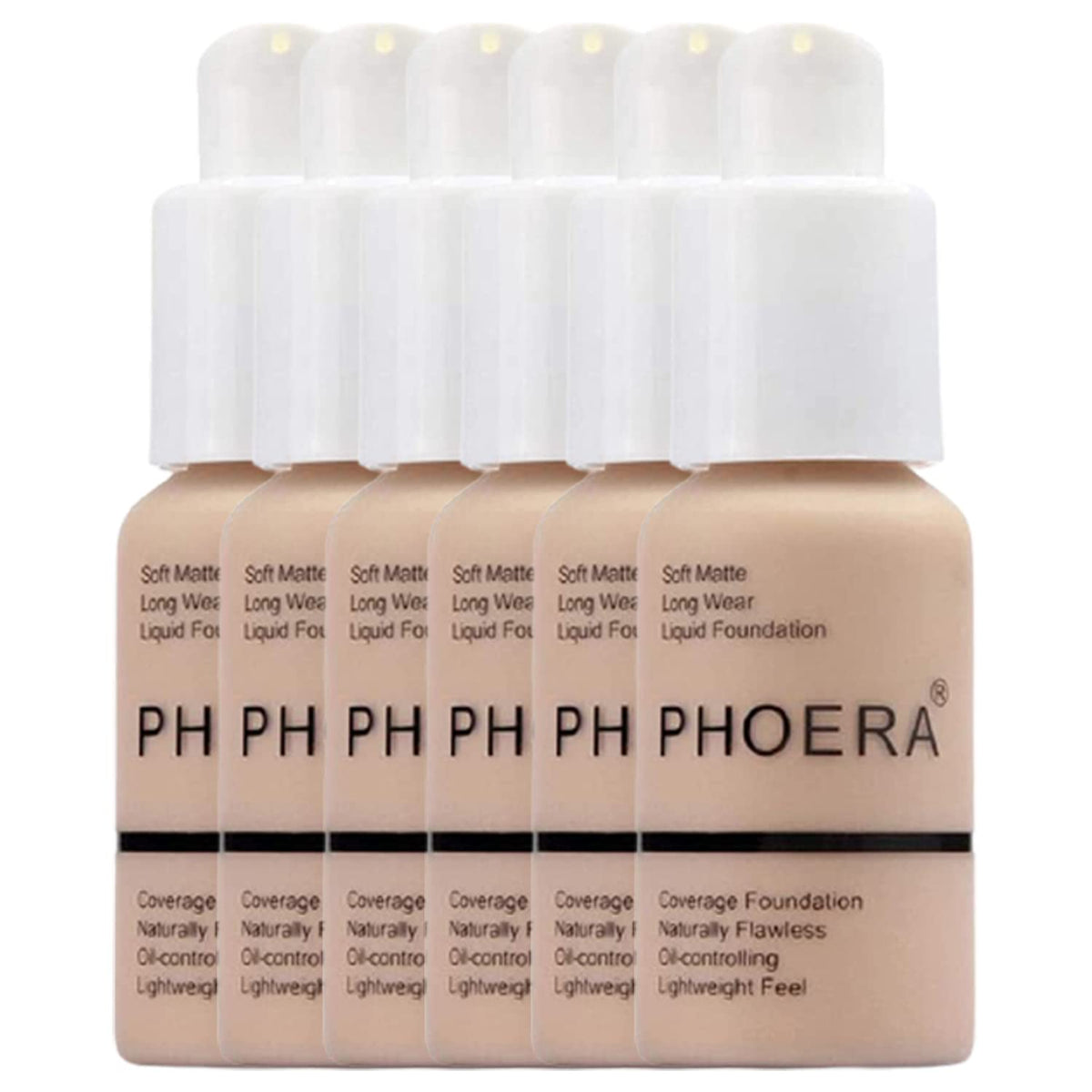 Glamza Phoera Foundation Full Coverage Makeup Set - 24hr Long Lasting Oil Control - Soft Smooth Matte Flawless Concealer Cream - Inc x6 30ml Foundation & Silicone Blender Sponge (102 Nude)