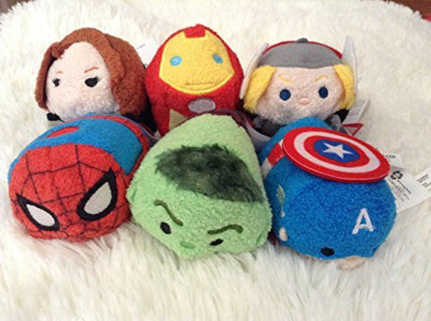 Disney Marvel Mini Tsum Tsum Set of 6 (spiderman, black widow, thor, hulk, iron man, and captain america)