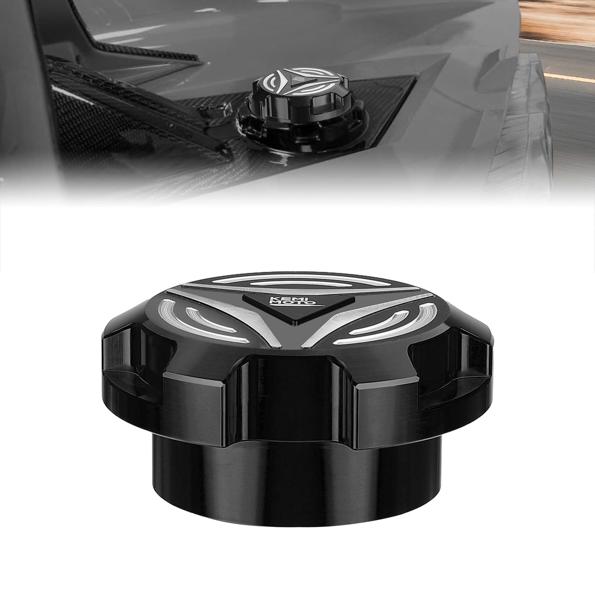 KEMIMOTO CNC Aluminum Gas Cap Compatible with Polaris Slingshot SL LE R S SLR Grand Touring 2015-2020 2021 2022 2023 2024 Accessories, Heavy Duty Gas Caps Fuel Cap, 2521278 Black