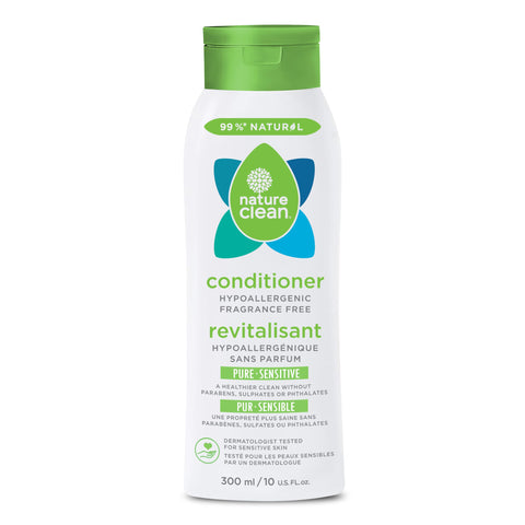 Nature Clean All-natural Sulfate-free Conditioner For Women & Men. 99.9% Natural Ingredients Non-Toxic Fragrance-Free Hypoallergenic & Unscented. Gentle Color Safe For Color-Treated Hair 10 oz / 300ml